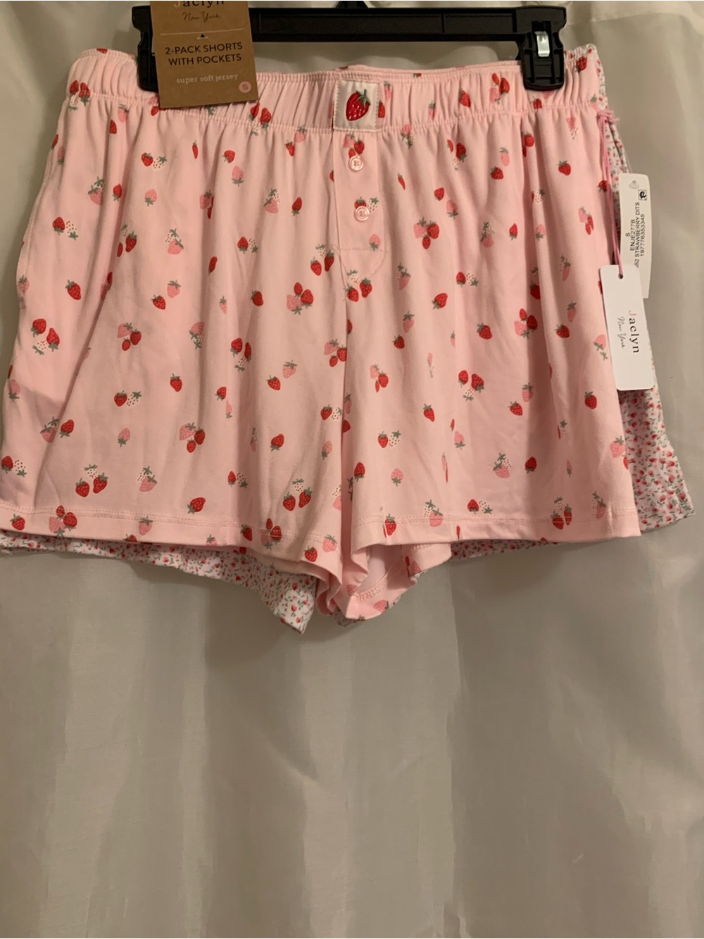 Women's Pink Strawberry Print Lounge Shorts nb